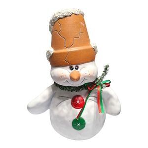 SNOWMAN‎ CLAY FIGURINE HOME HOLIDAY DECOR 7"